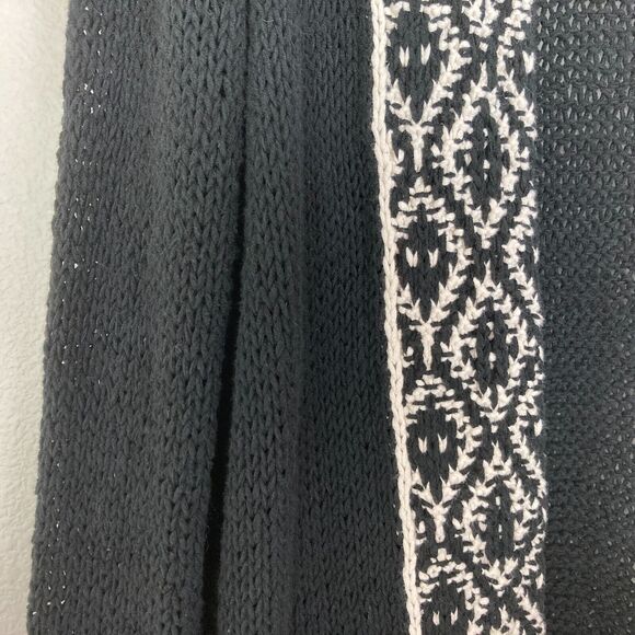 Lucky Brand Women's Long Open Front Cardigan Sweater Size M Black Tan - Picture 2 of 7